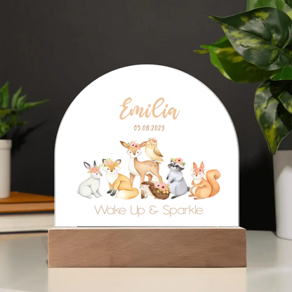 Forest Animals | Wake Up & Sparkle | Dome Acrylic Night Light