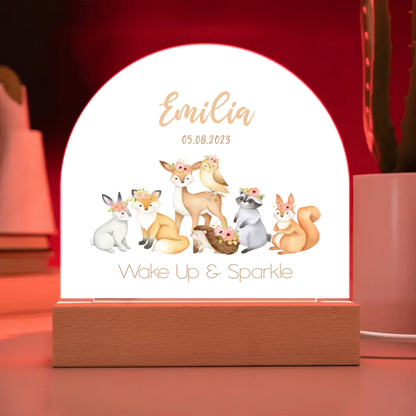 Forest Animals | Wake Up & Sparkle | Dome Acrylic Night Light