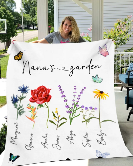 Nana's Garden | Personalized Flower & Name | Blanket 50 x 60 inch