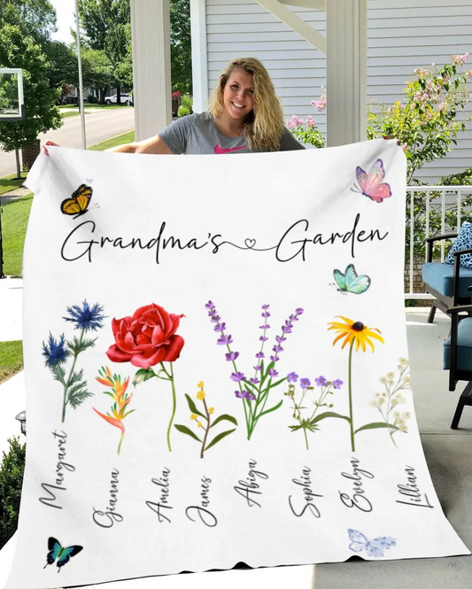 Grandma's Garden | Personalized Flower Name | Blanket 50 x60 Inch