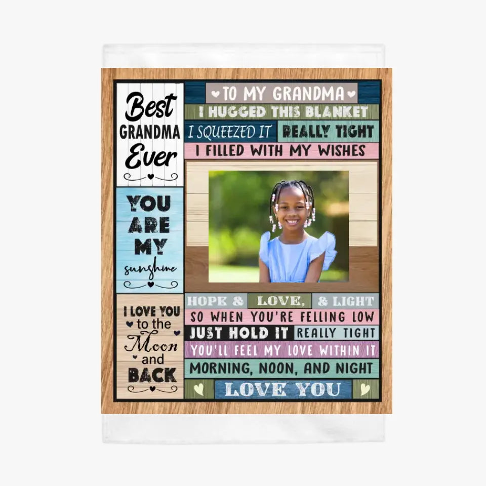 To Grandma| Love You to the moon & Back | Personalized Photo Blanket