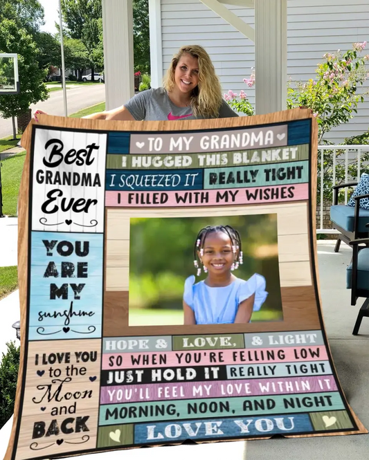 To Grandma| Love You to the moon & Back | Personalized Photo Blanket