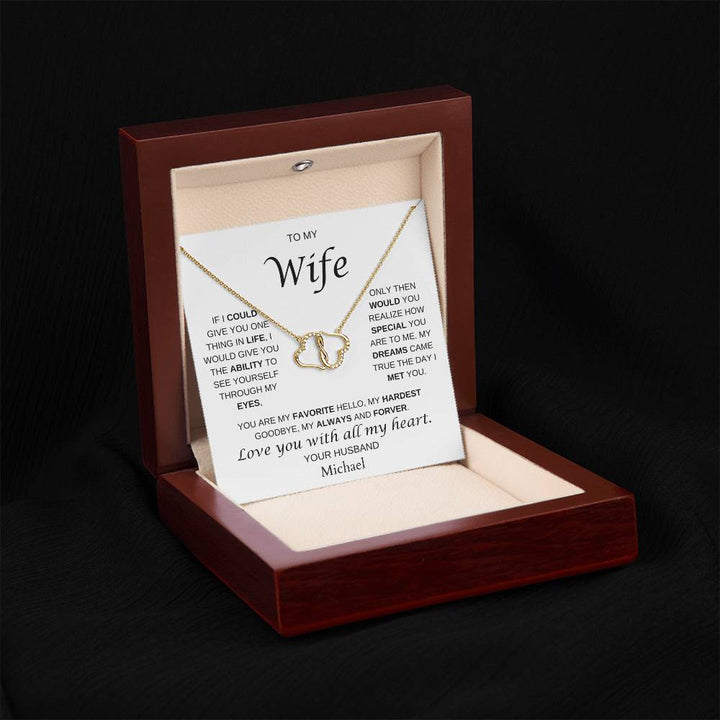 To My Wife | Dreams Come True | 18 Single Cut Diamond & Gold Everlasting Love Necklace