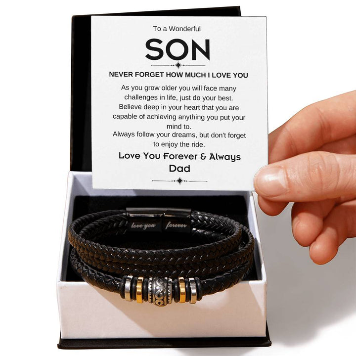 To a Wonderful Son | Follow Your Dreams| Love Your Forever Vegan Leather Bracelet