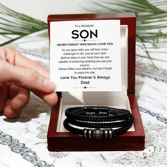 To a Wonderful Son | Follow Your Dreams| Love Your Forever Vegan Leather Bracelet