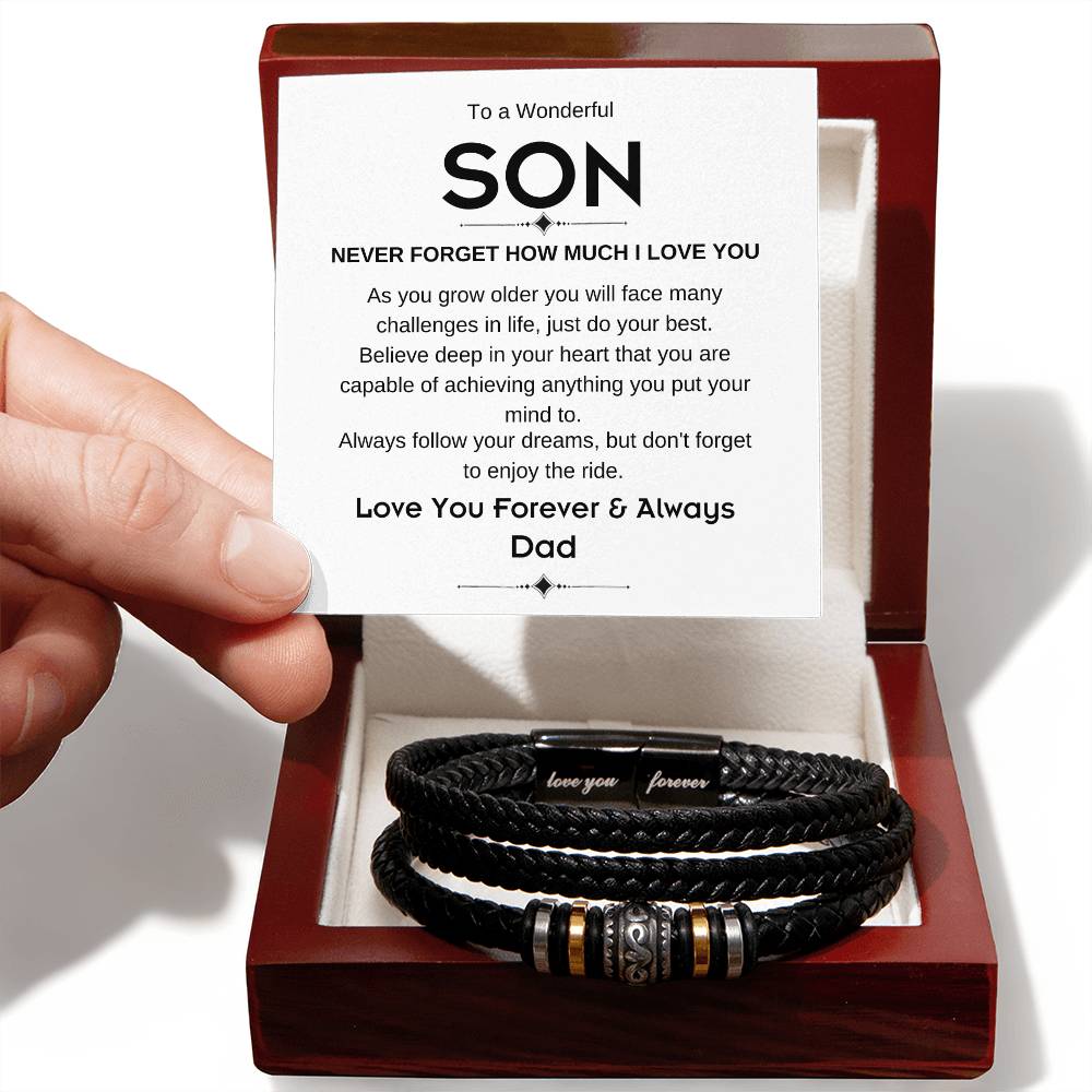 To a Wonderful Son | Follow Your Dreams| Love Your Forever Vegan Leather Bracelet