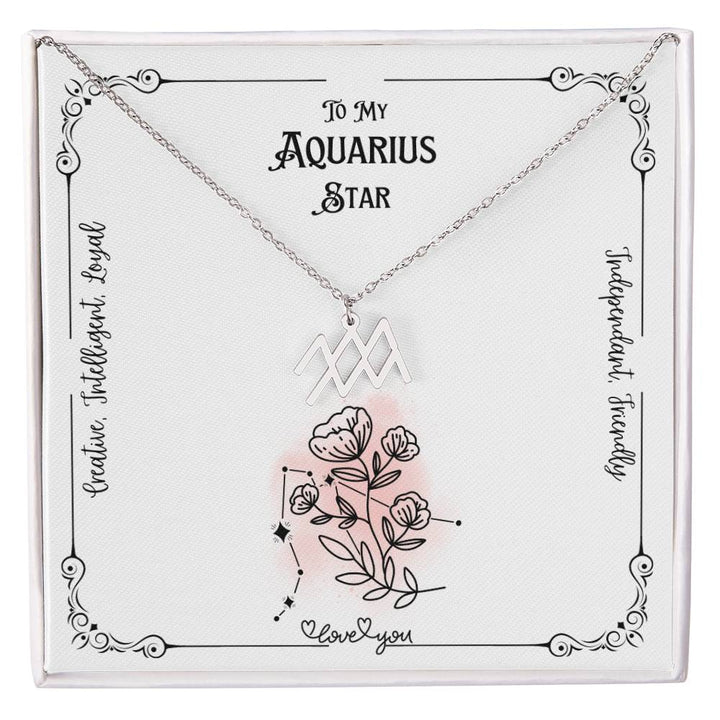To My Aquarius Star | Characteristics I Love | Floral Zodiac Necklace