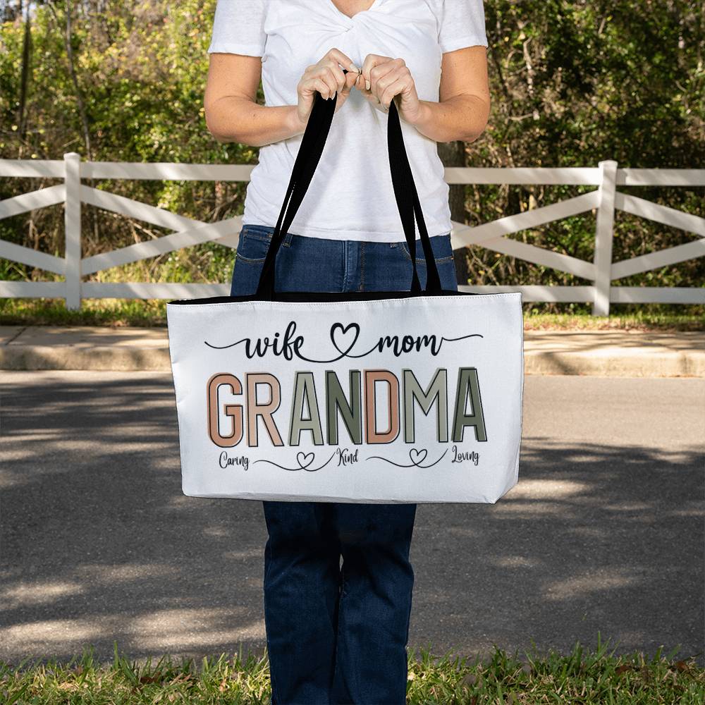 Wife, Mom, Grandma | Caring, Kind, Loving | Oversized Tote