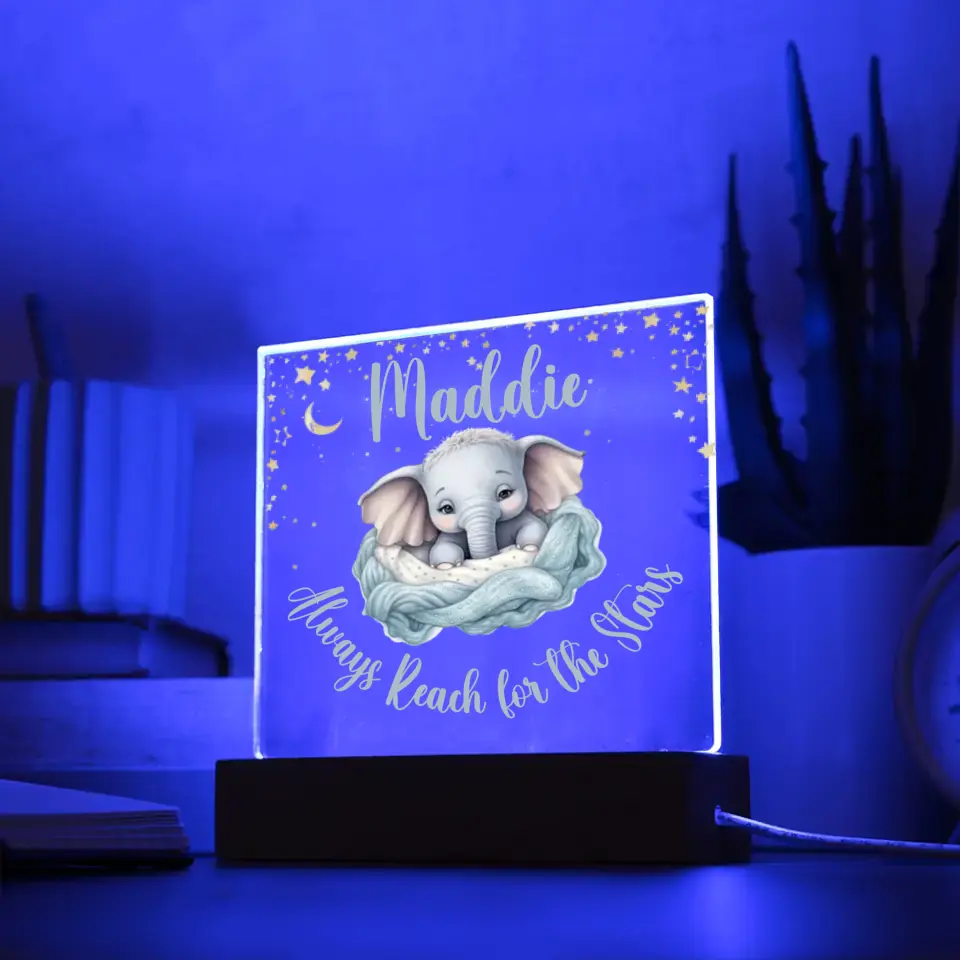Elephant Snuggles | Customizable | Acrylic LED Night Light