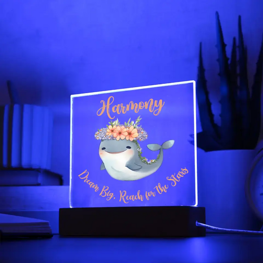 Floral Whale Personalized Night Light