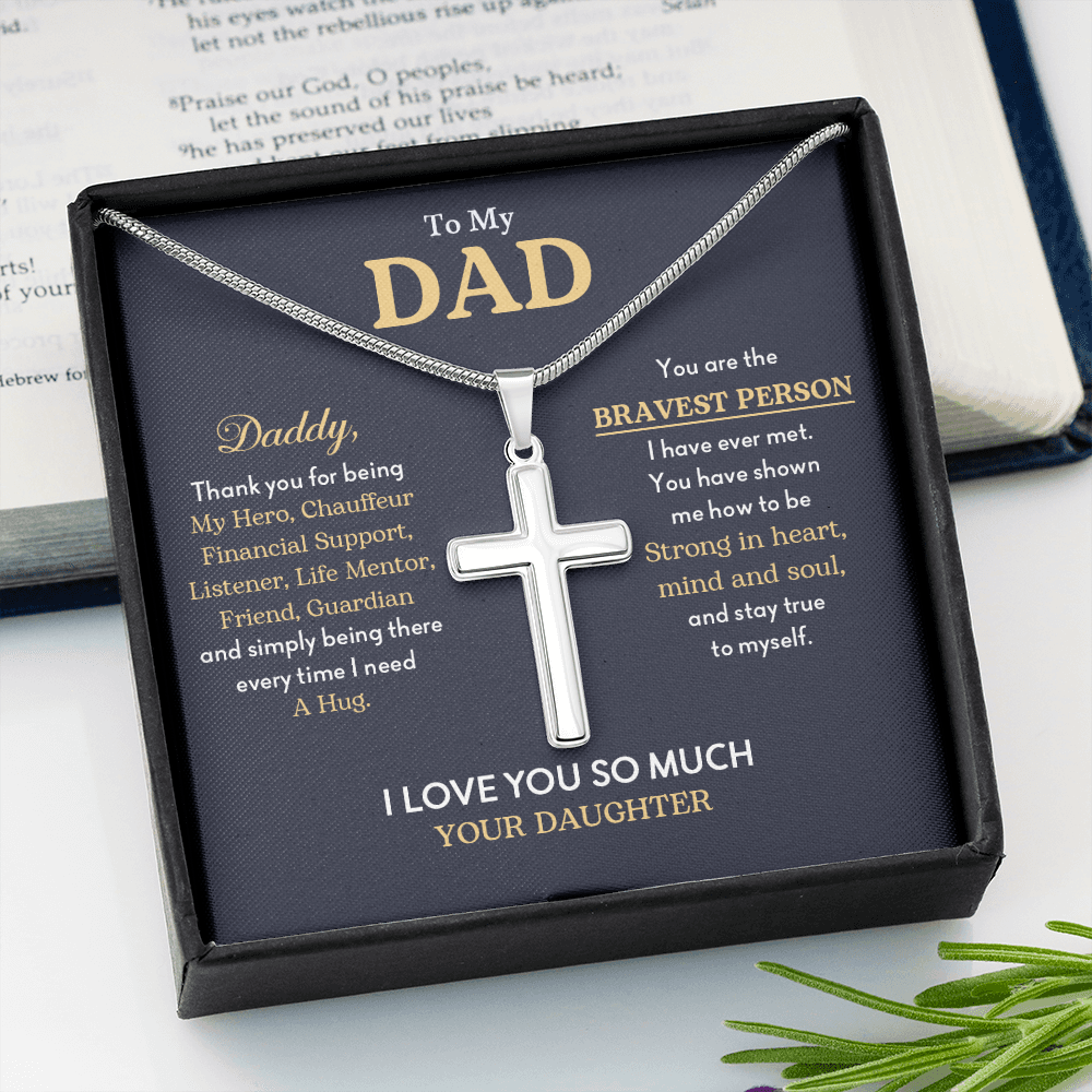 To My Dad | Thank You For Being My Hero| Stainless Steel Cross