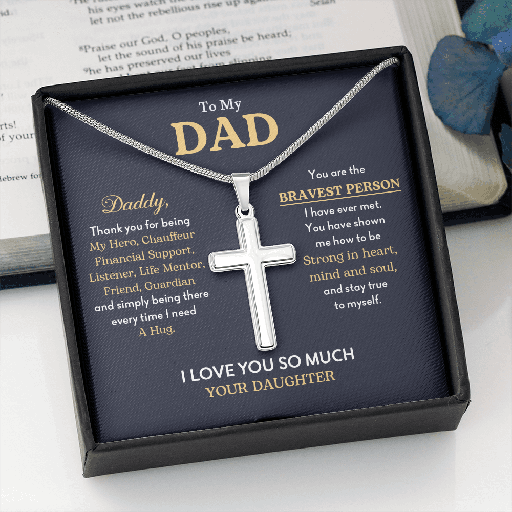 To My Dad | Thank You For Being My Hero| Stainless Steel Cross