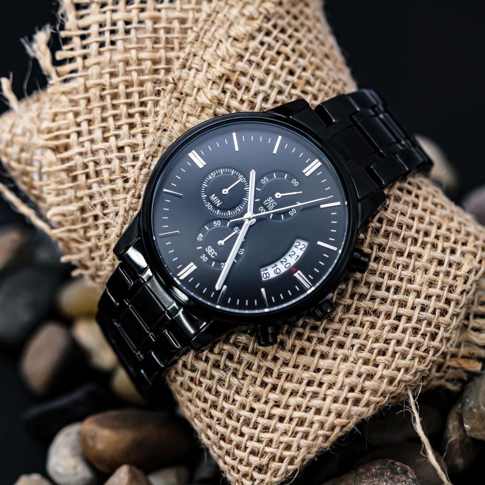 To Dad| Holding Hands| Black Chronograph