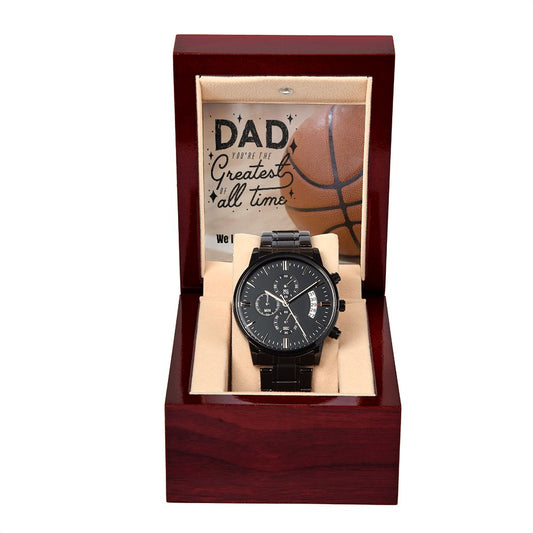 To Dad| Greatest Of All Time| Black Chronograph Watch
