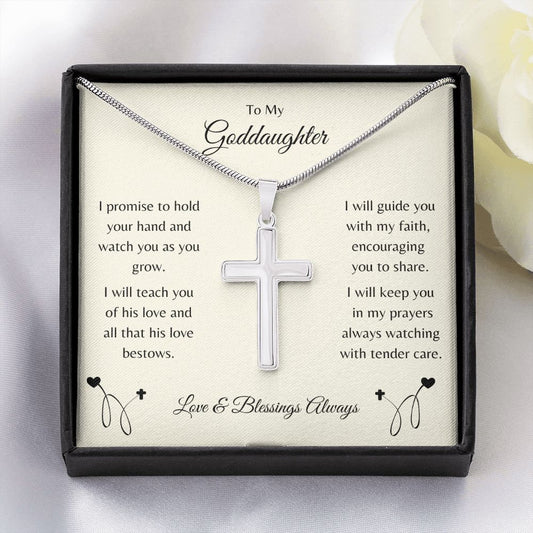 To My Goddaughter | Watching with Tender Care | Stainless Steel Cross